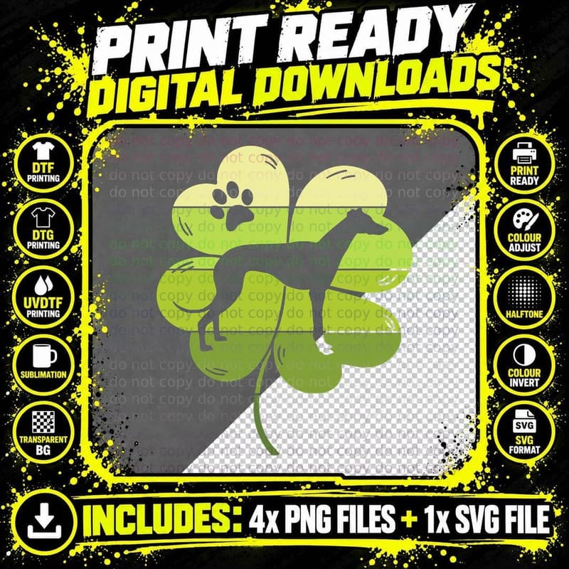 My Greyhound Is My Lucky Charm. Saint Patrick's Day Png SVG Digital Bundle
