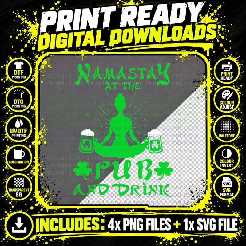 Namastay at the Pub and Drink T-Shirt Png SVG Digital Bundle