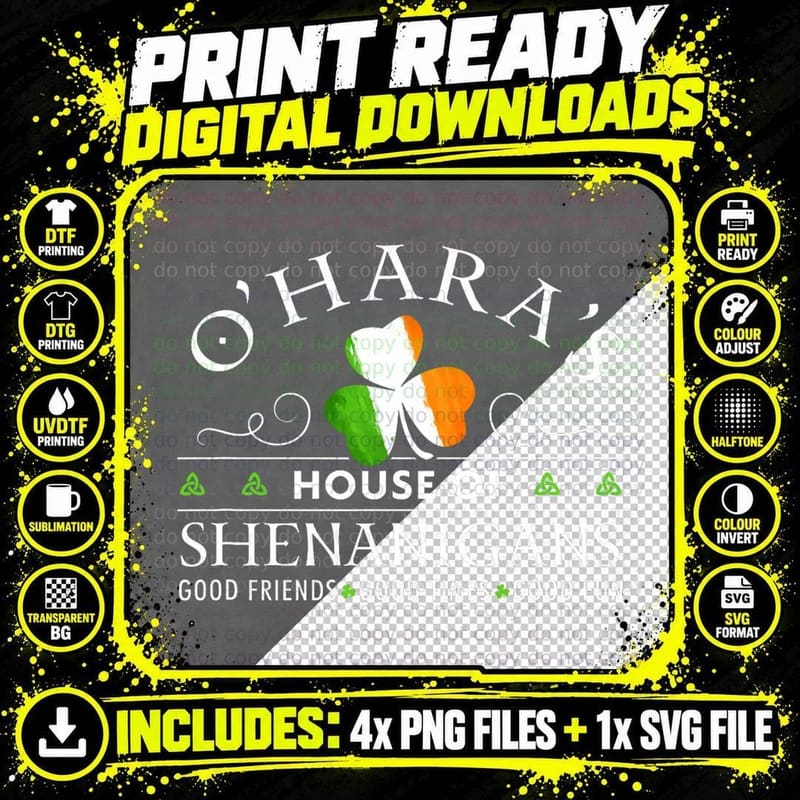 O'hara Shirt House of Shenanigans St Patricks Day T-Shirt Png SVG Digital Bundle