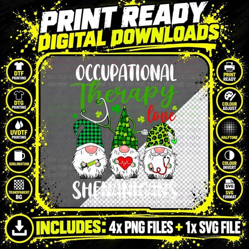 Occupational Therapy Love Shenanigans Gnomes St Patricks Png SVG Digital Bundle