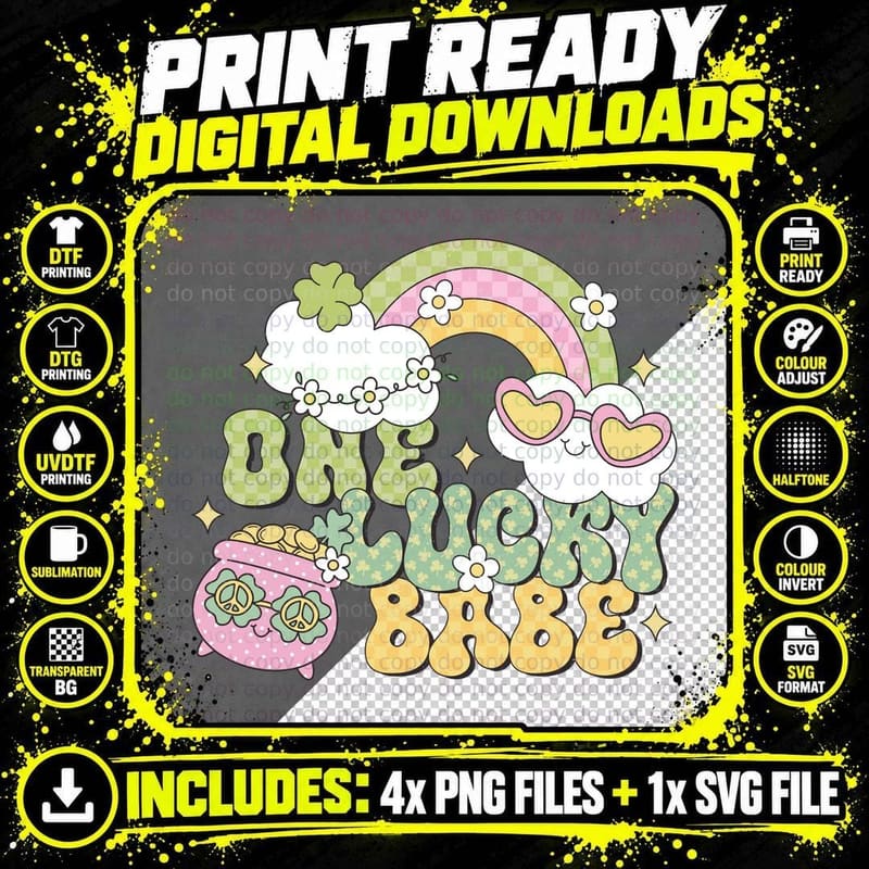 One Lucky Babe St Patricks Day T-Shirt Png SVG Digital Bundle