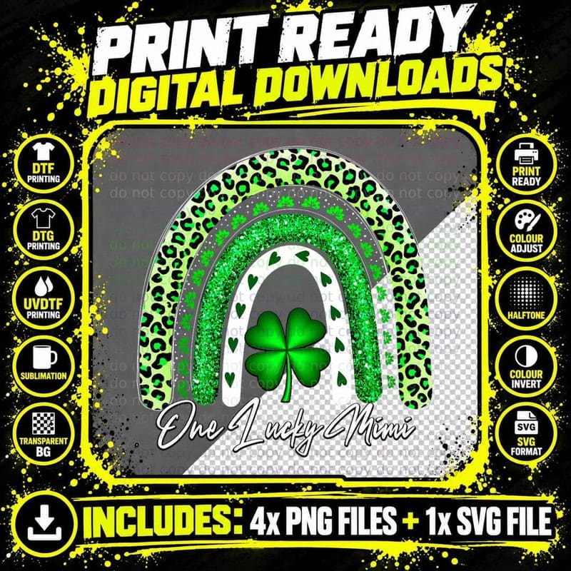 One Lucky Mimi Matching Family St Patricks Day Mimi Png SVG Digital Bundle