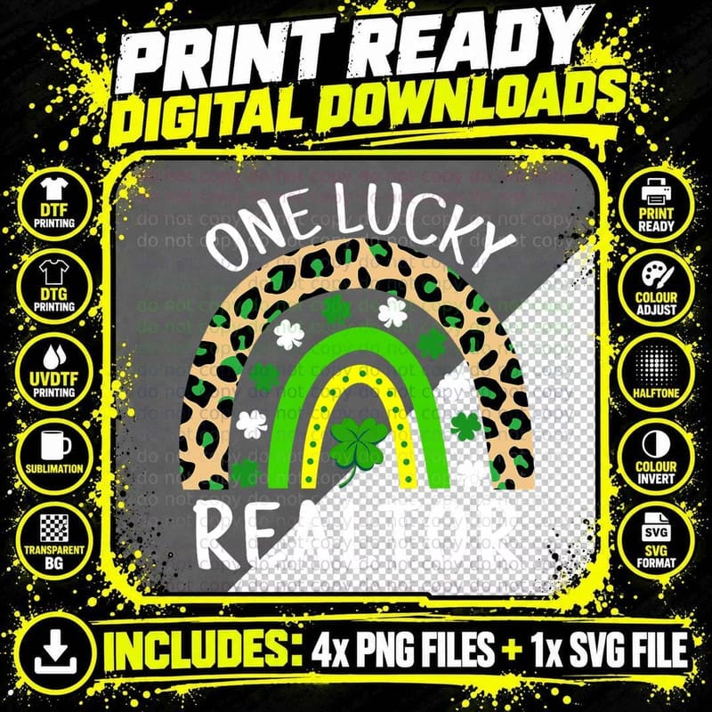 One Lucky Realtor St Patricks Day for Realtors T-Shirt Png SVG Digital Bundle