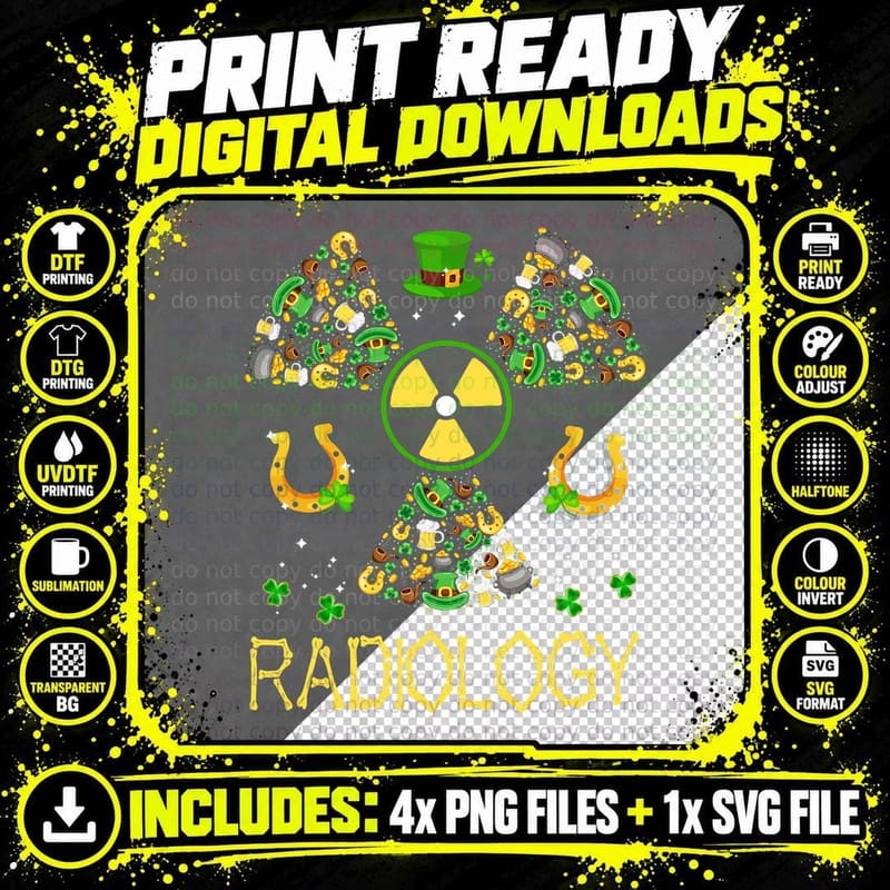 Radiology Shamrock St Patrick Day Xray Tech Radiologist Png SVG Digital Bundle