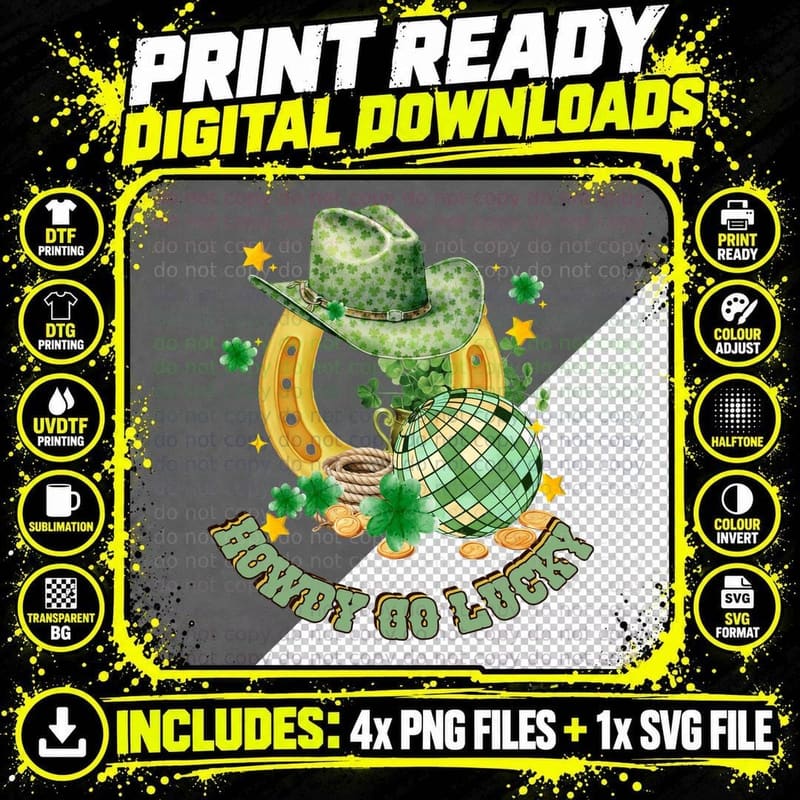 Rowdy Go Lucky St Patricks Day T-Shirt Png SVG Digital Bundle