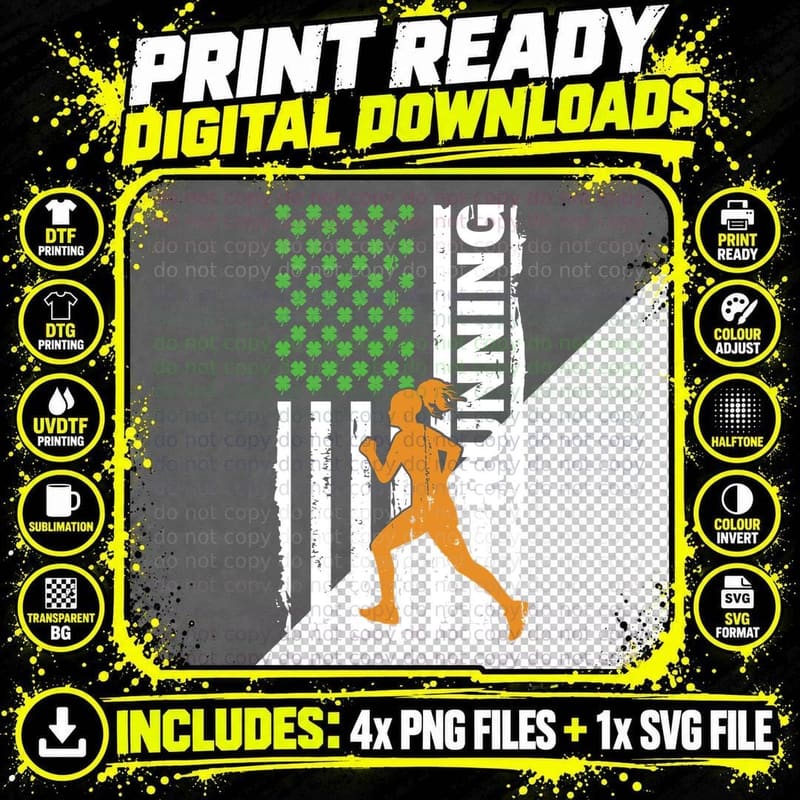 Running Irish T-Shirt, St Patricks Day Style Png SVG Digital Bundle