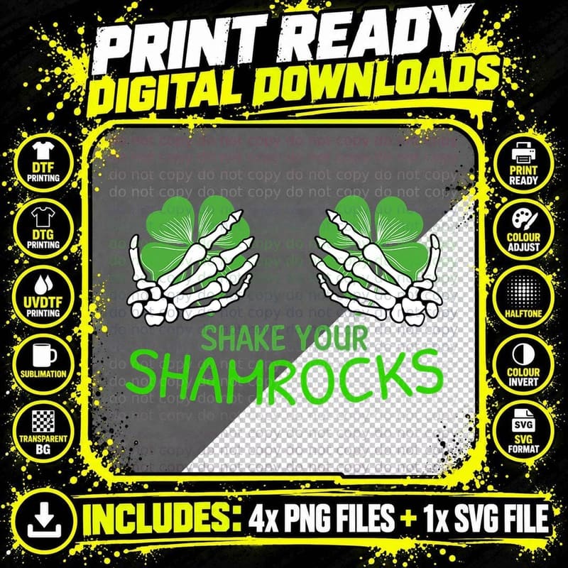 Shake Your Shamrocks Shirts Irish St Patricks Day Clover Png SVG Digital Bundle