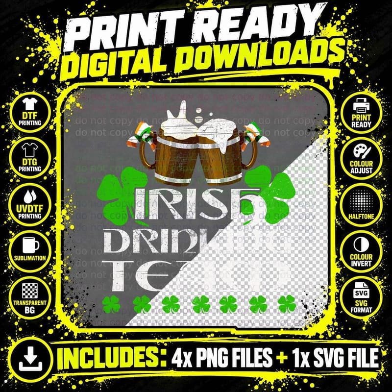 Shamrock Irish Drinking Team T-Shirt Png SVG Digital Bundle