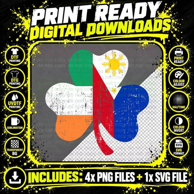 Shamrock Irish Philippines Flag for Filipino St Patricks Png SVG Digital Bundle
