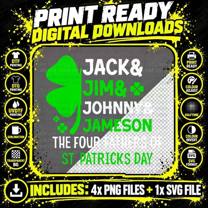 Shamrock Leaf - the Four Fathers of St. Patrick's Day Png SVG Digital Bundle