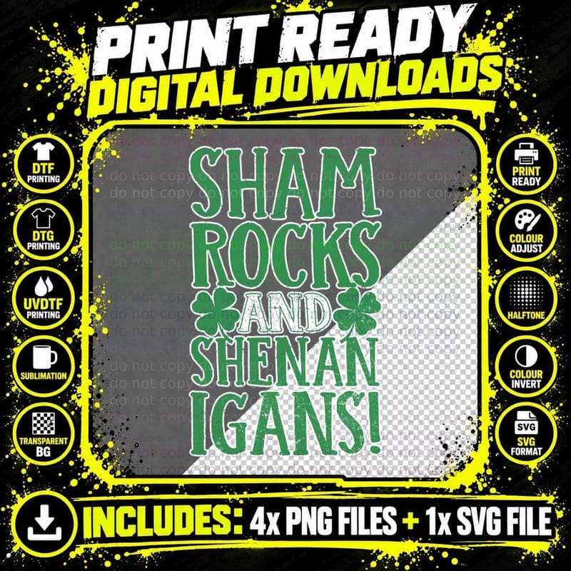 Shamrocks and Shenanigans T-Shirt, St Patricks Day Png SVG Digital Bundle