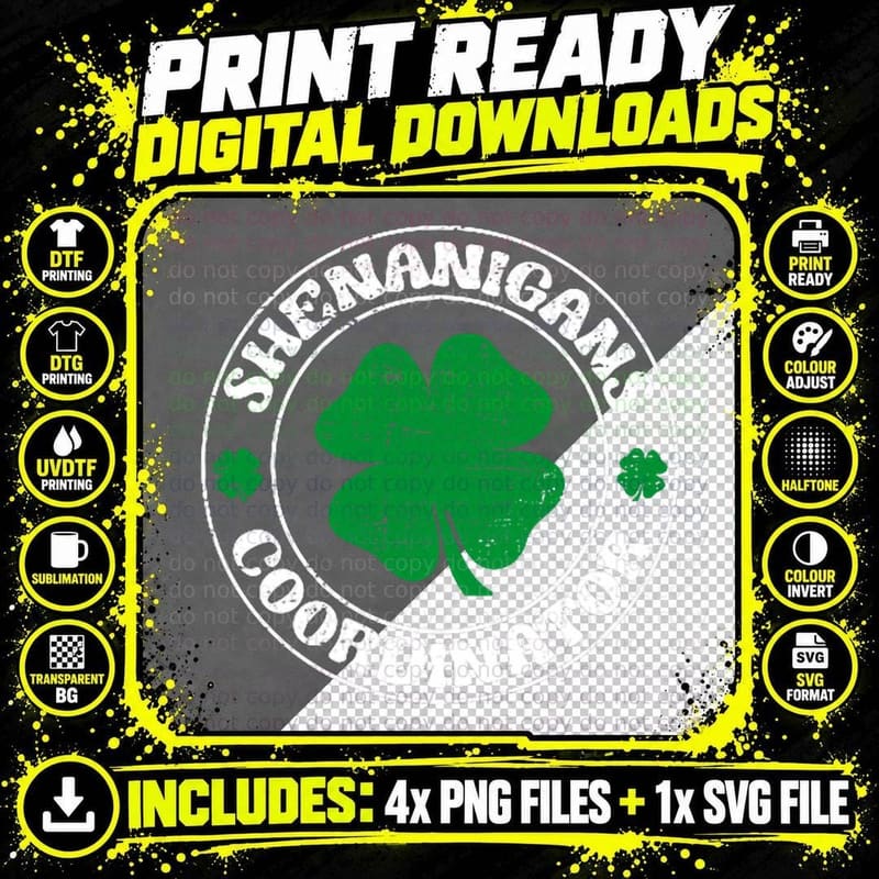 Shenanigans Coordinator Shamrock St Patricks Day Women Png SVG Digital Bundle