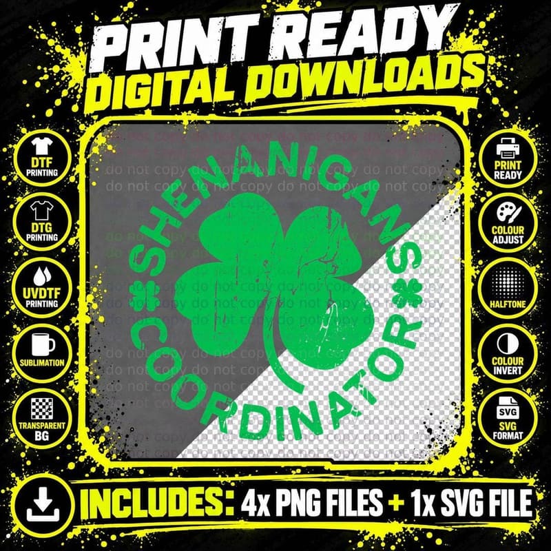 Shenanigans Coordinator T-Shirt Saint Patricks Day Png SVG Digital Bundle