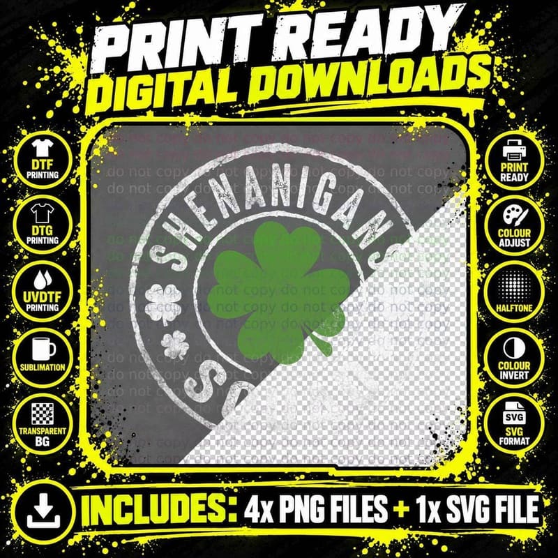 Shenanigans Squad Team Shamrock St Patrick's Day Men Png SVG Digital Bundle