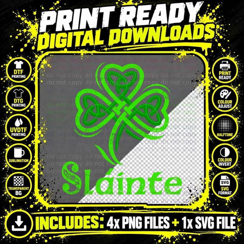 Slainte Irish Cheers Good Health St Patricks Day Slainte Png SVG Digital Bundle