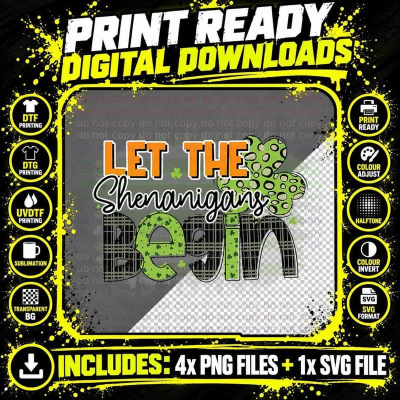 St Paddys Day Kids St Patricks Day Let the Shenanigans Png SVG Digital Bundle