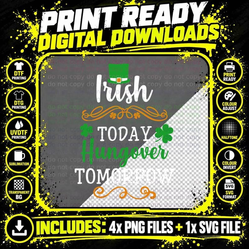 St Patrick's Day Hungover T-Shirt, Irish Theme Png SVG Digital Bundle