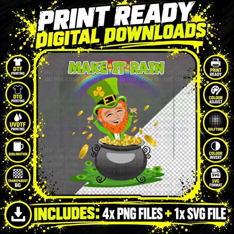 St Patrick's Day Leprechaun T-Shirt, Irish Luck Print Png SVG Digital Bundle