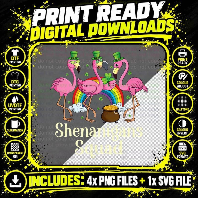 St Patrick's Day Shenanigan Squad Leprechaun Irish Png SVG Digital Bundle