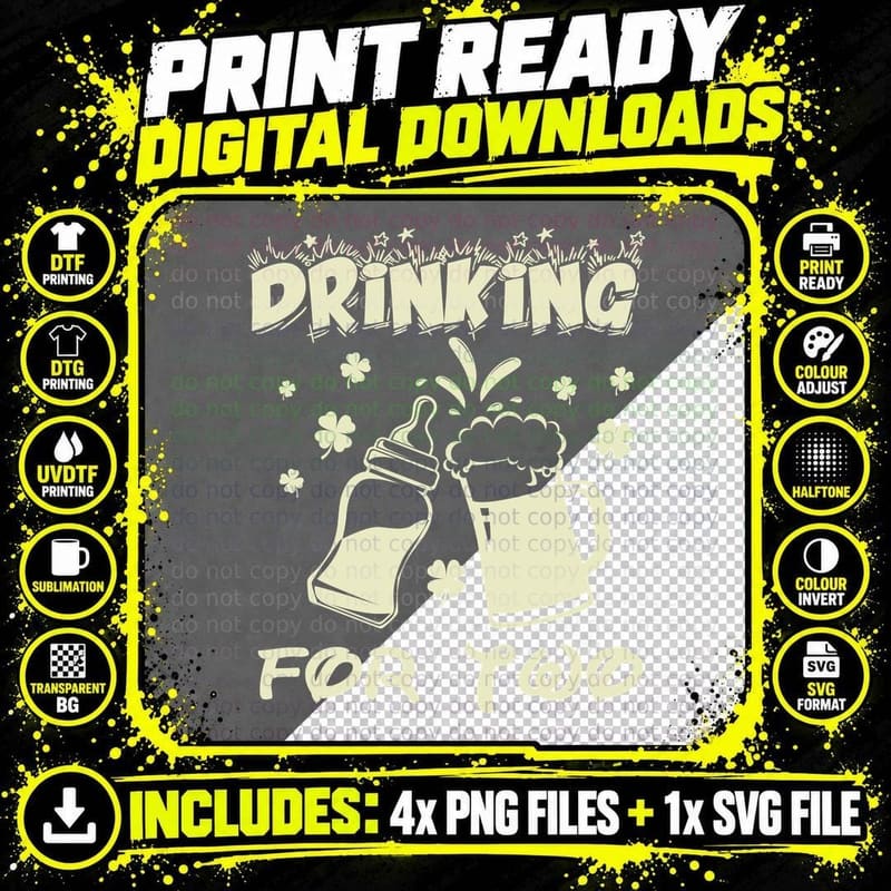 St Patricks Day Drinking for Two T-Shirt, Irish Theme Png SVG Digital Bundle