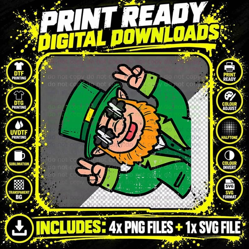 St Patricks Day Leprechaun Pocket Saint Paddys Pattys Png SVG Digital Bundle