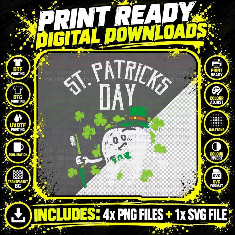 St Patricks Day Leprechaun Tooth Dental Hygiene Dentist Png SVG Digital Bundle