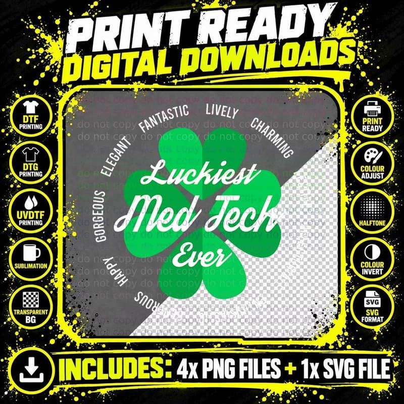 St Patricks Day Luckiest Med Tech T-Shirt Png SVG Digital Bundle