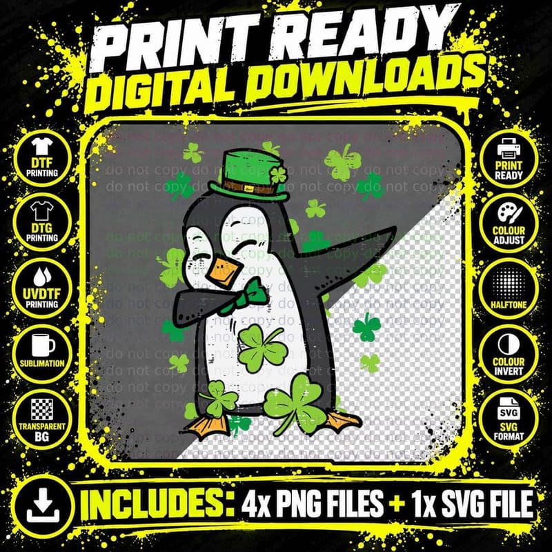 St Patricks Day Penguin Dab Saint Paddys Boys Girls Kids Png SVG Digital Bundle