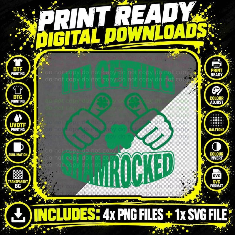 St Patricks Day Shamrock T-Shirt, Irish Party Theme Png SVG Digital Bundle