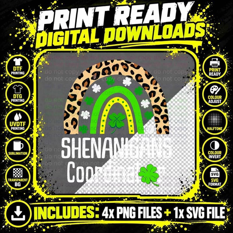 St Patricks Day Shenanigans Coordinator Cute Rainbow Png SVG Digital Bundle