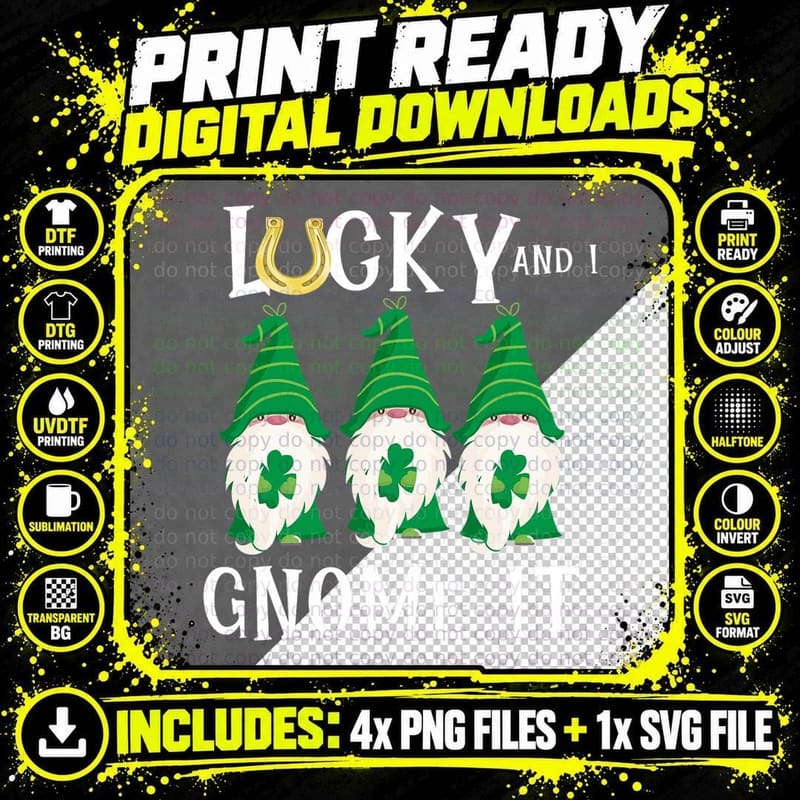 St Patricks Day Shirt Men Gnome St Pattys Paddys Day Png SVG Digital Bundle