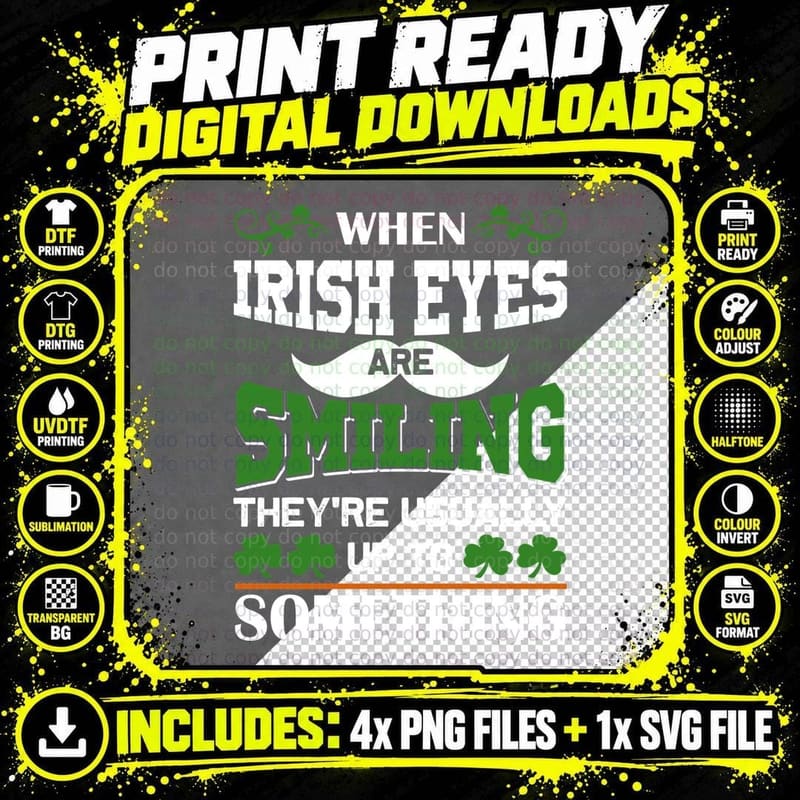 St Patricks Day Smiling T-Shirt, Irish Theme Png SVG Digital Bundle