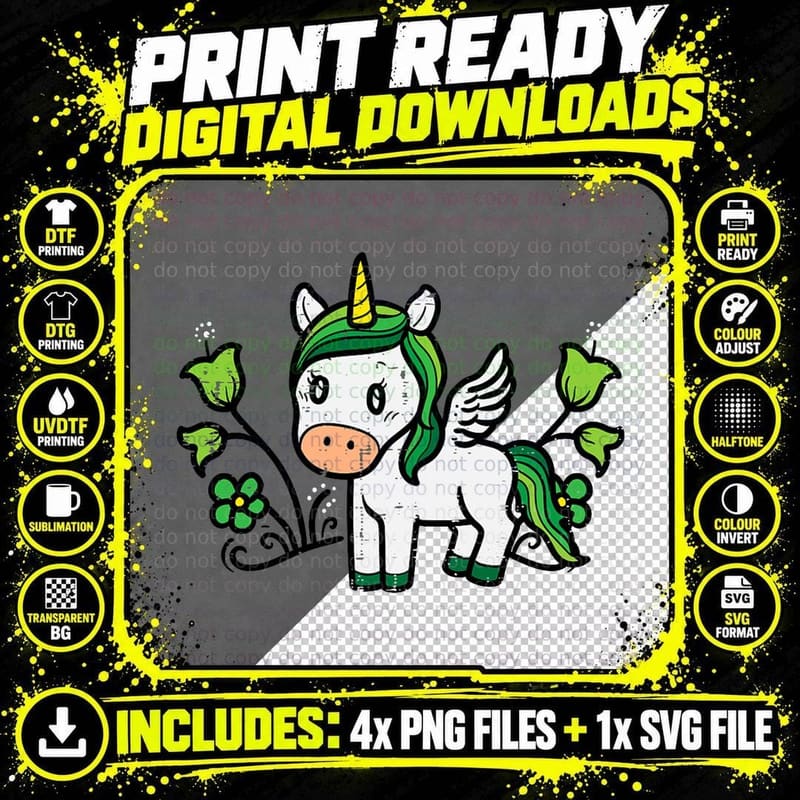 St Patricks Day Unicorn Cute Saint Pattys Girls Kids Png SVG Digital Bundle