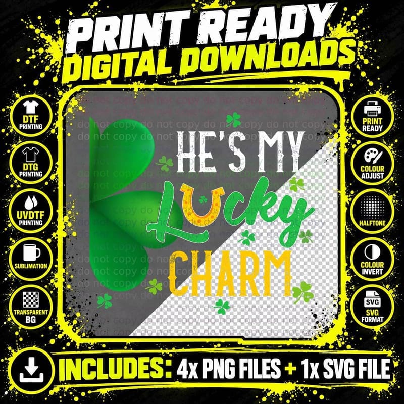 St Patricks Day for Him Her Couples Husband Wife Lucky Png SVG Digital Bundle
