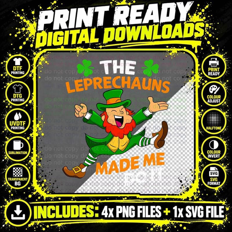 St Patricks Day the Leprechauns Made Me Do It Boy T-Shirt Png SVG Digital Bundle