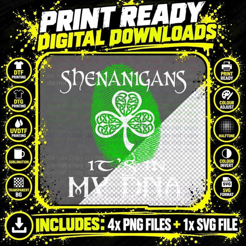 St. Patrick's Day Clover Print T-Shirt, Irish Luck Style Png SVG Digital Bundle