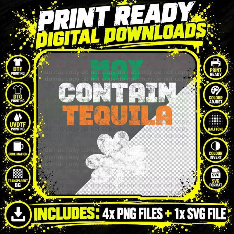 St. Patrick's Day Tequila Alcohol Liquor Shamrock T-Shirt Png SVG Digital Bundle