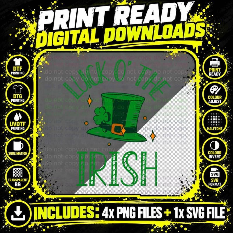 St. Patrick's Patricks Day Luck Lucky O'the Irish Png SVG Digital Bundle