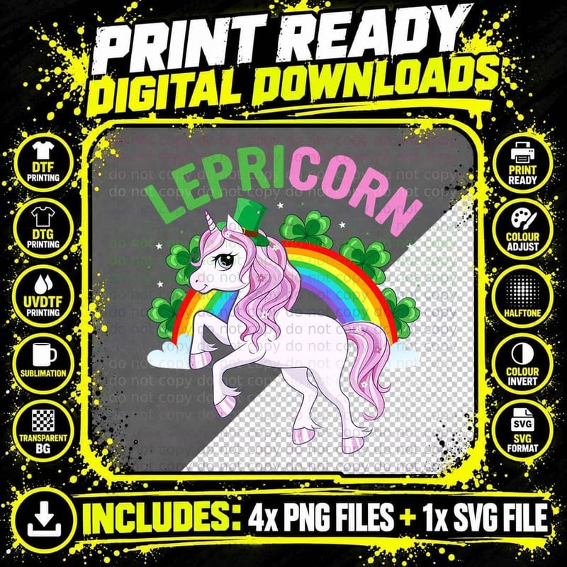 Toddler Girls Leprunicorn St Patricks Day Goblin Unicorn Png SVG Digital Bundle