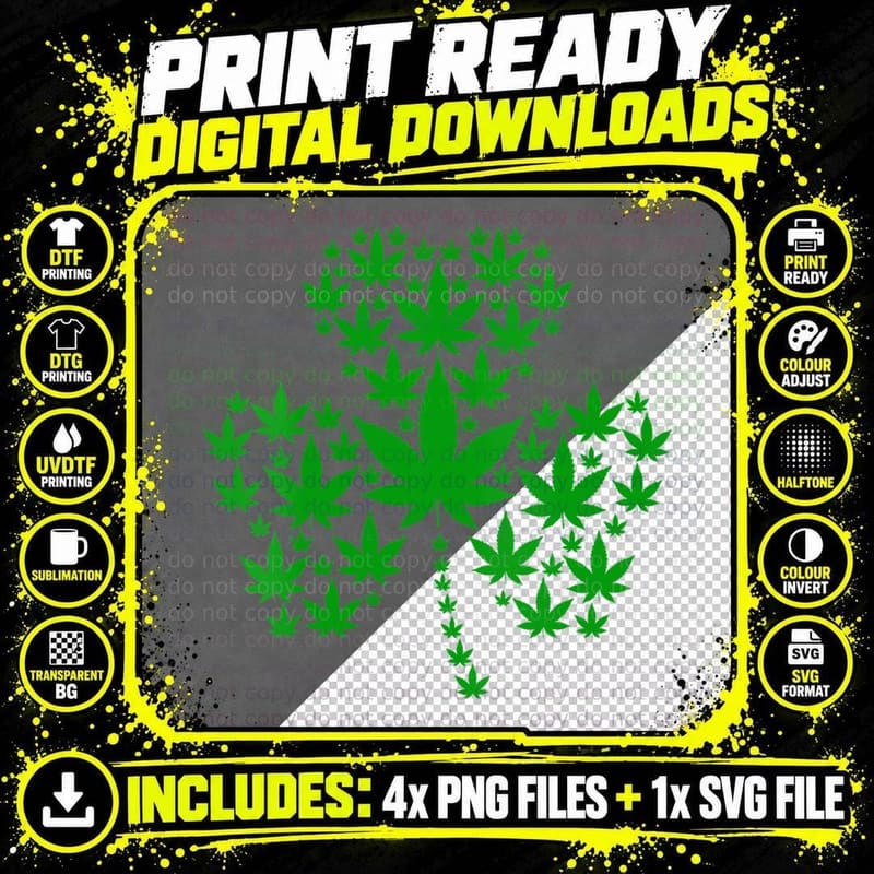 Weed Shamrock Leaf St Patrick's Day Cannabis 420 Pot Png SVG Digital Bundle