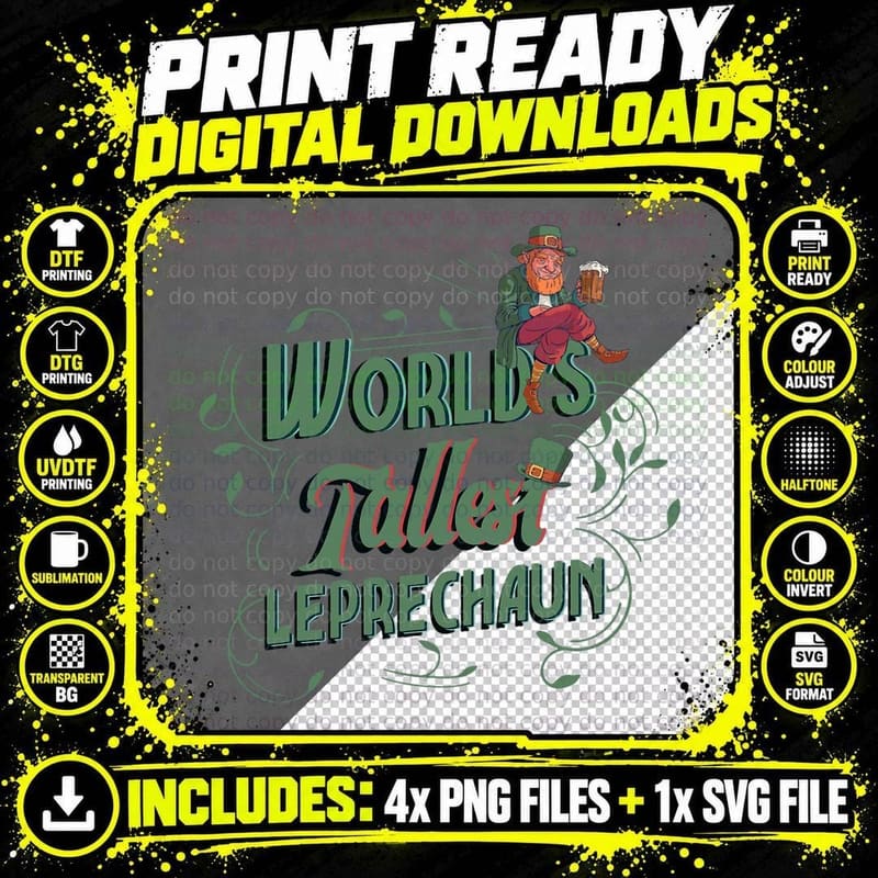 World's Tallest Leprechaun Ireland Irish St. Patricks Png SVG Digital Bundle