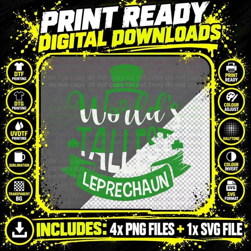 World's Tallest Leprechaun for a Irish St Patrick's Day Png SVG Digital Bundle