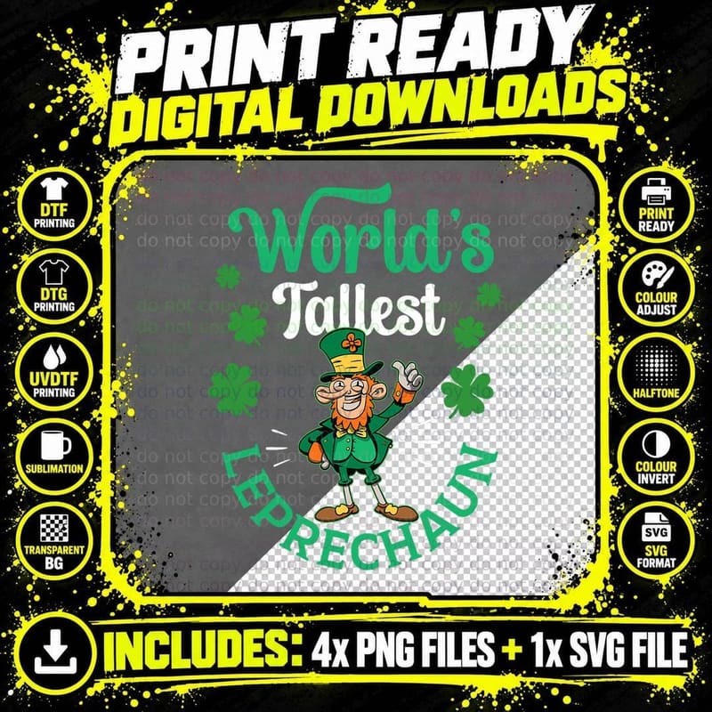 Worlds Tallest Leprechaun Ireland St Patricks Day Irish Png SVG Digital Bundle