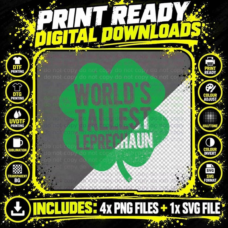 Worlds Tallest Leprechaun Shirt Men Shamrock St Patricks Png SVG Digital Bundle