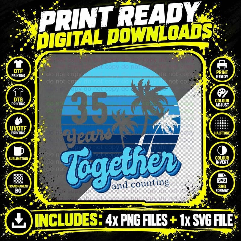 35 Years Together Cruising Couples 35th Anniversary Png SVG Digital Bundle