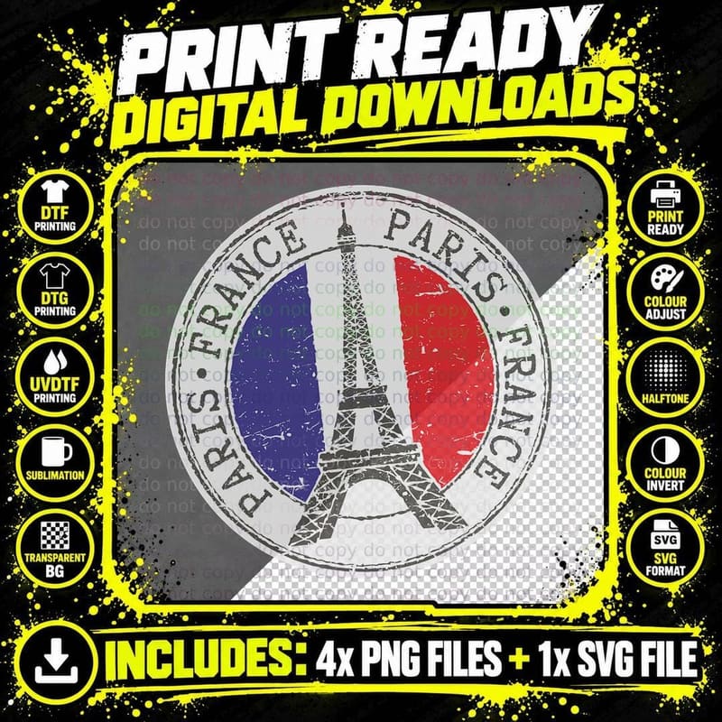 583 Paris France Eiffel Tower Travel, Parisian Style Png SVG Digital Bundle