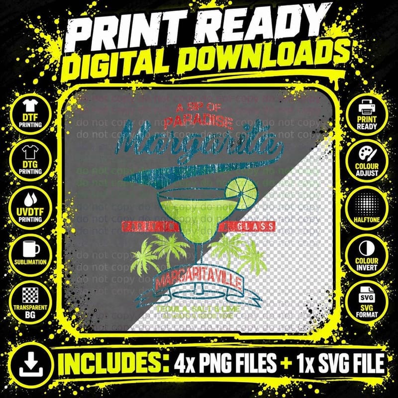 A Sip of Paradise, Tropical Vibes, Summer Style Png SVG Digital Bundle