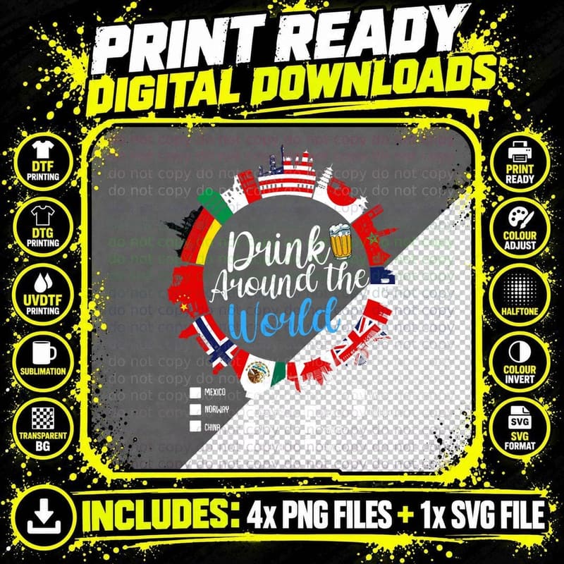 Adult Vacation Drinking Countries International National Png SVG Digital Bundle