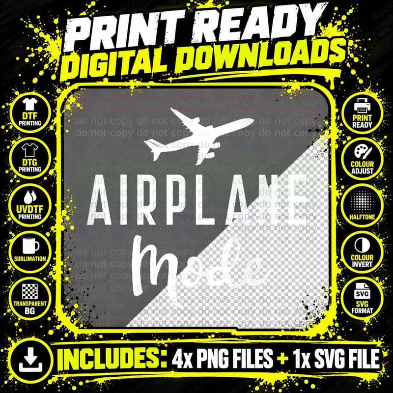 Airplane Mode - Cute Travel Airport Plane Honeymoon Png SVG Digital Bundle