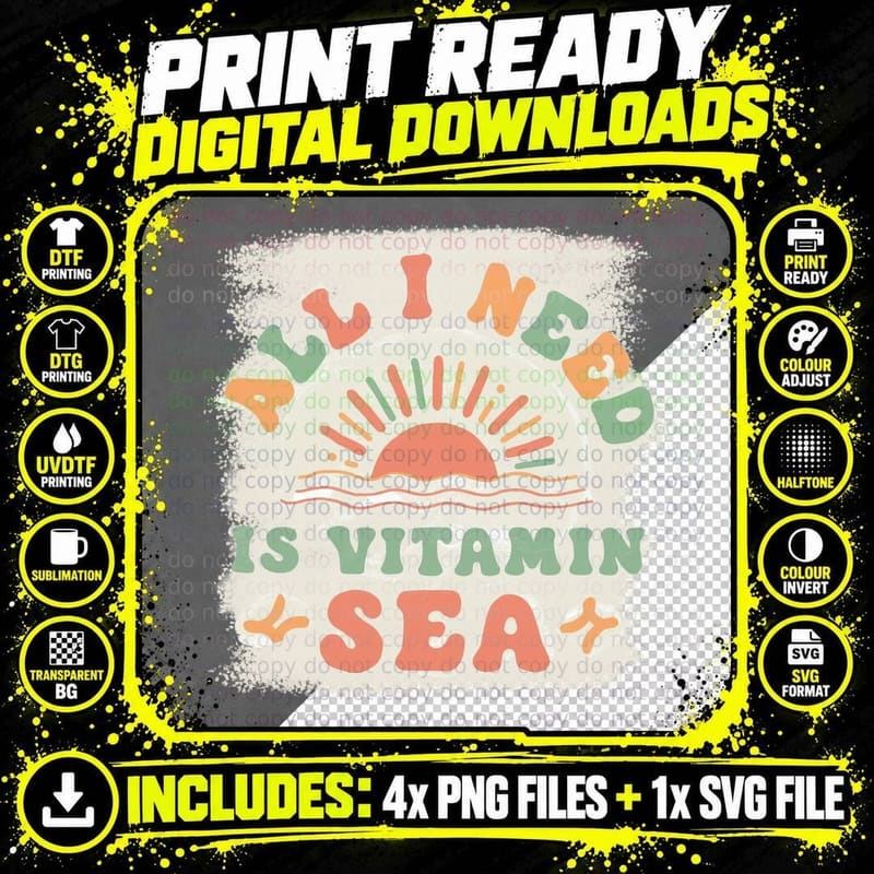Alive in Vitamin Sea Summer T-Shirt Png SVG Digital Bundle